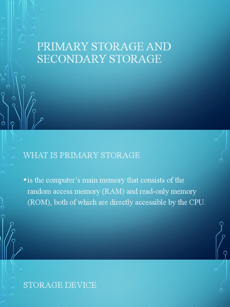 Primary Storage and Secondary Storage | PDF