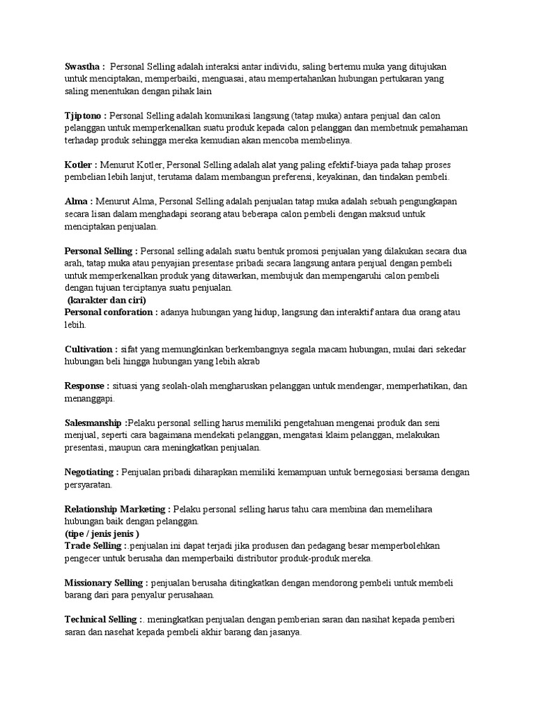 Personal Selling And Sales Promotion Pdf