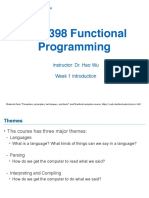CSC 398 Functional Programming: Instructor: Dr. Hao Wu Week 1 Introduction
