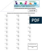 Soal Pengurangan Bersusun Pendek Level 4B