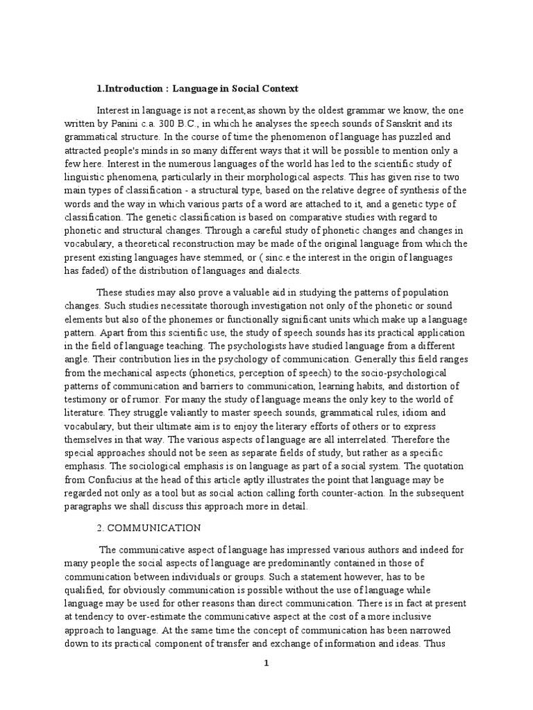 Language in Social Context | PDF | Multilingualism | Communication