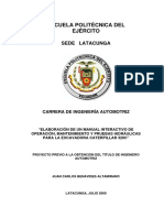 Elaboración de Un Manual Interactivo de Operación, Mantenimiento y Pruebas Hidráulicas Para La Excavadora Caterpillar 320c