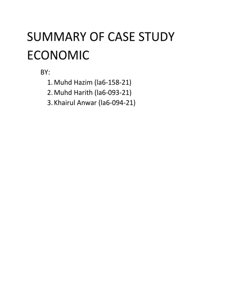 Summary Case Study Economics PDF