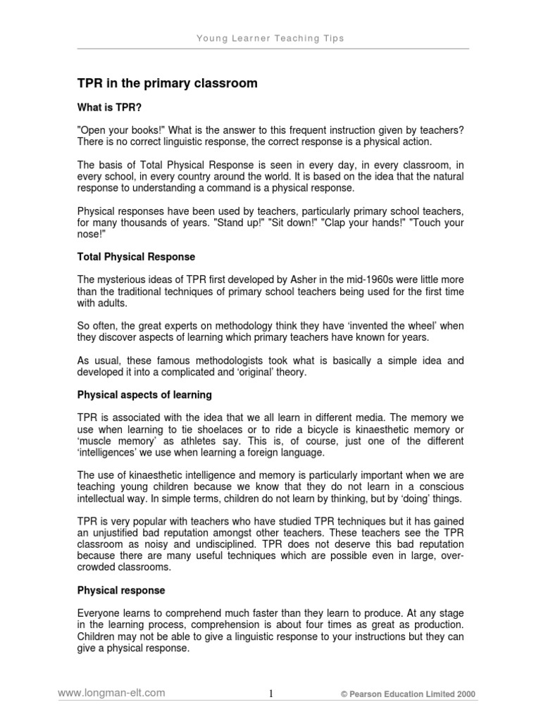 TPR in Primary | PDF