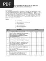 Evaluation Form For On The Job Training