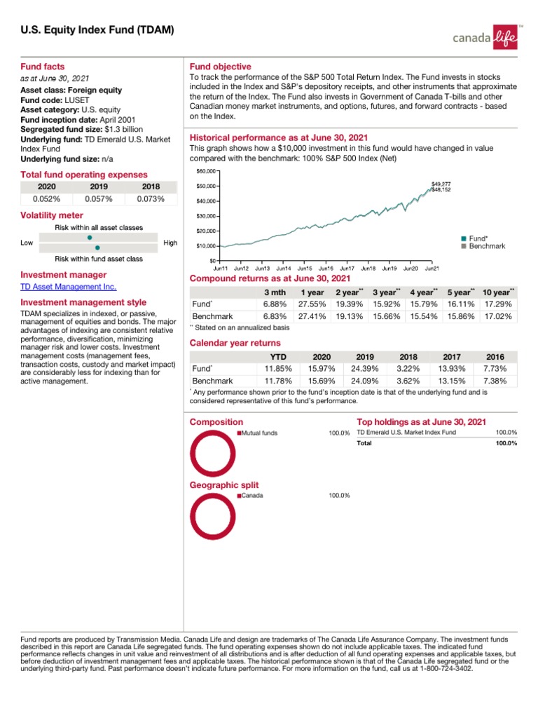 TDAM U.S. Equity Index Fund Overview | PDF | Stock Market Index ...