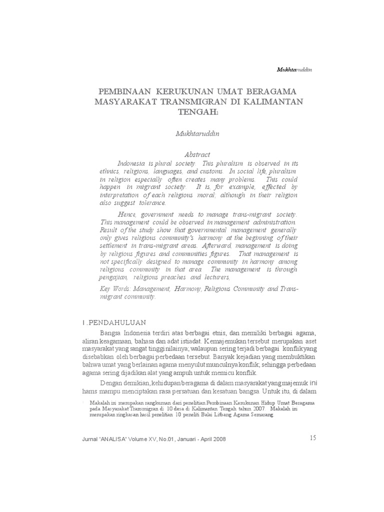 135008 Id Pembinaan Kerukunan Umat Beragama Masyar 1 Pdf