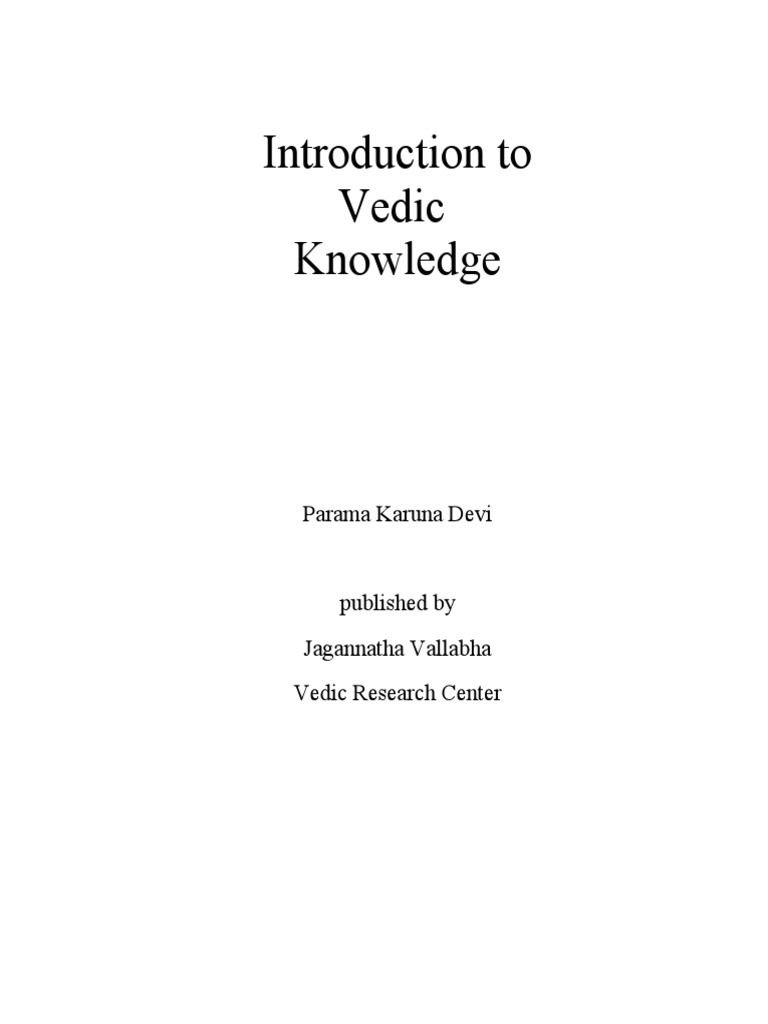 Introduction To Vedic Knowledge Pdf Vedas University