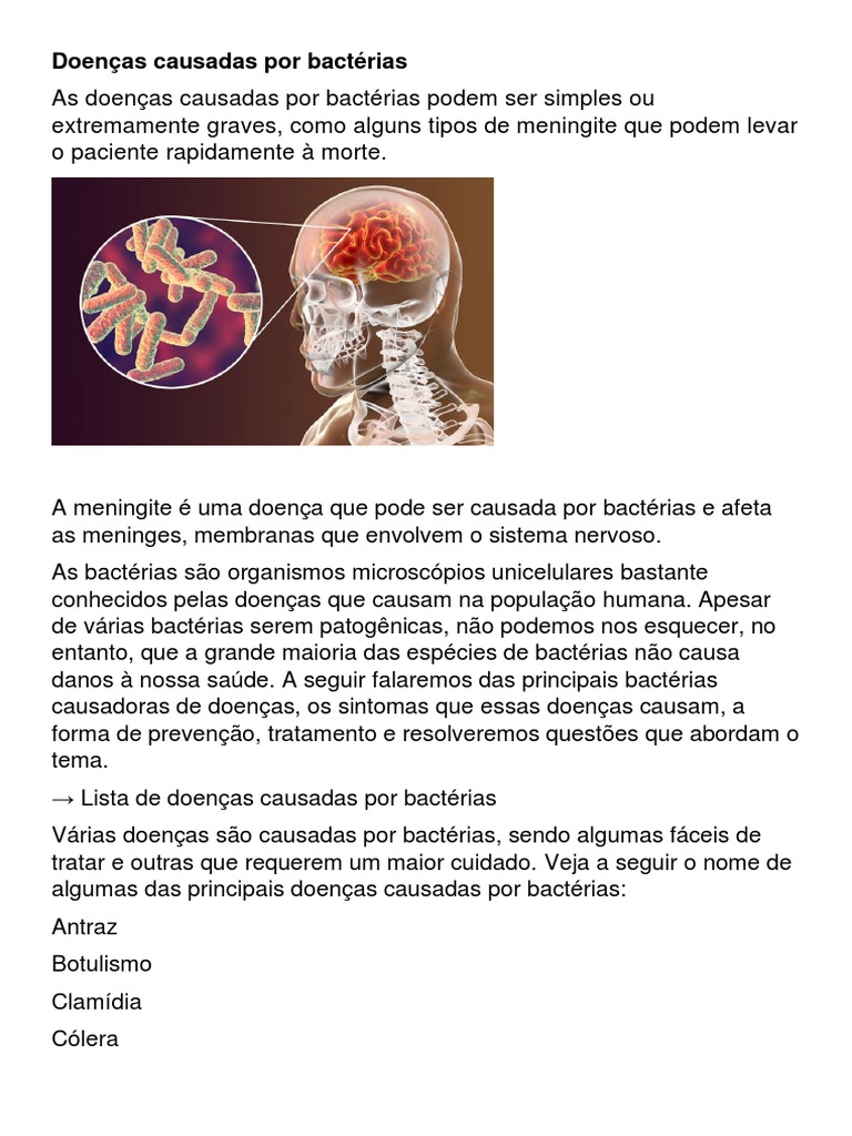 Doenças Causadas Por Bactérias | PDF | Bactérias | Meningite