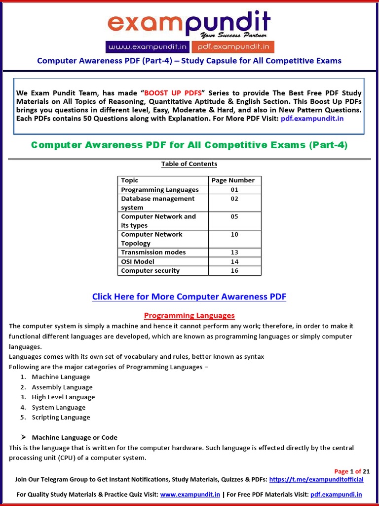 Computer Awareness Study Guide Part 4 | PDF | Computer Network ...