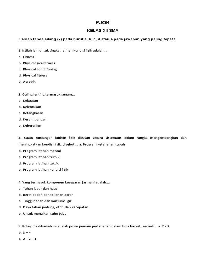 Kunci Sukses Ujian Akhir Semester 2: Download Soal Penjas Kelas 12 untuk Persiapan Optimal