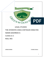 Legal Studies The Ayodhya Case:A Detailed Analysis Name:Sashreek A Class:11 C Roll No