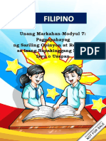 Fil5 - Q1 - Mod7 - Pagpapahayag NG Sariling Opinyon at Reaksyon Sa Isang Napakinggang Balita, Isyu o Usapan