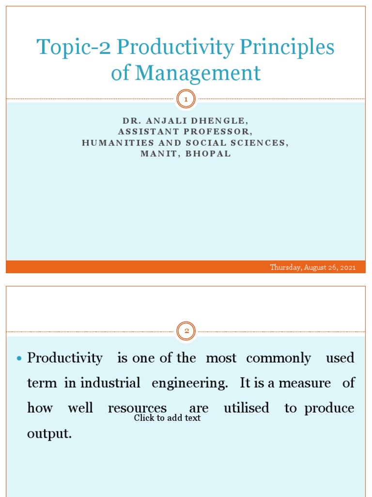 2 Productivty Principles of Mangement | PDF | Economies | Business