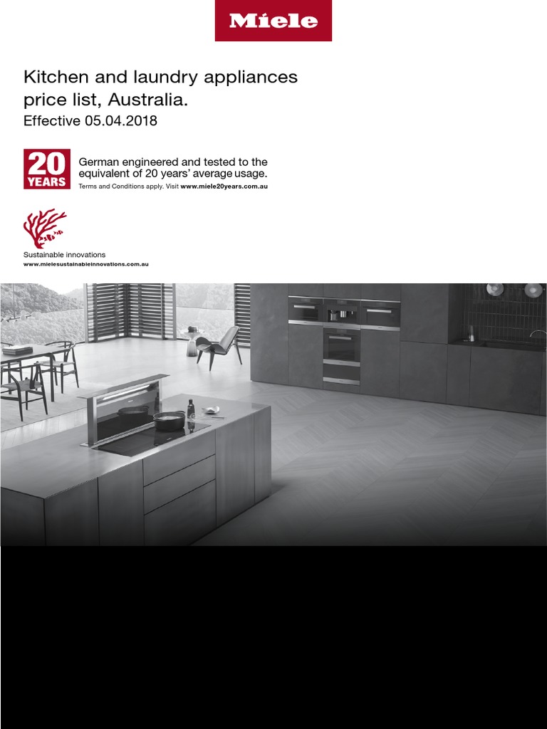 Miele Price List Apr 2018 PDF Washing Machine Clothes Dryer
