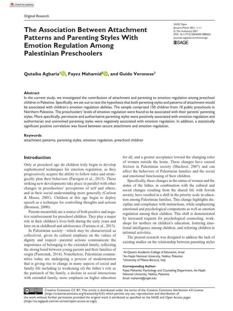 The Association Between Attachment Patterns and Parenting Styles With ...