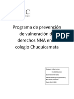 Desarrollar Programa de Prevención de Vulneración de Derechos NNA en El Colegio Chuquicamata