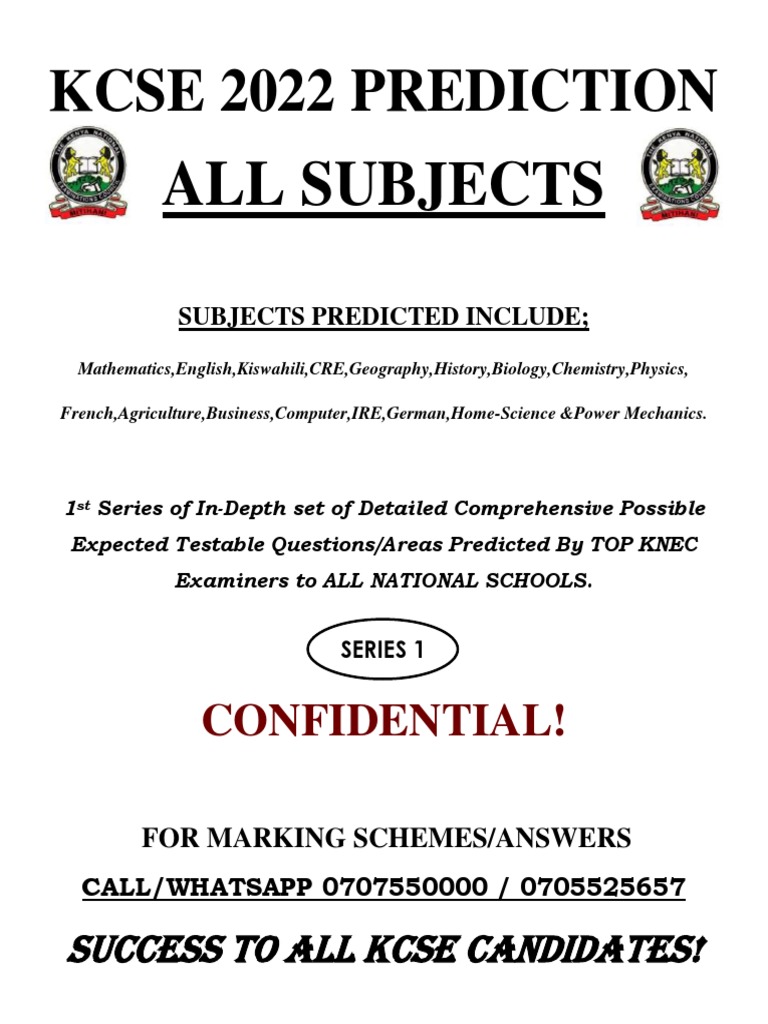 Kcse 2021 Prediction New Updated PDF Haemophilia Organisms