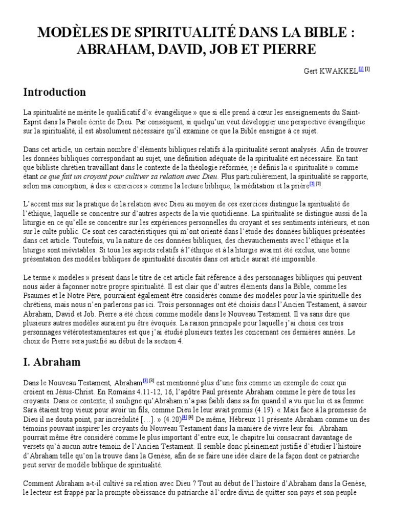 Modèles de Spiritualité Dans La Bible | PDF | Abraham | Livre de Job