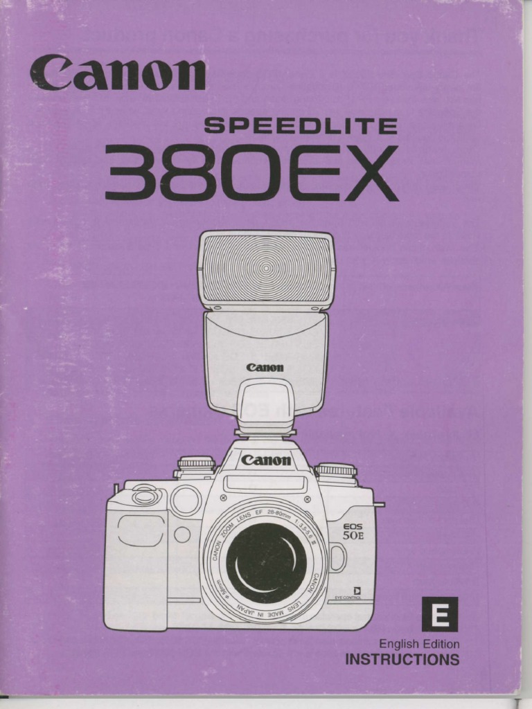 Canon 380EX Flash Owner's Manual View PDF Flash (Photography