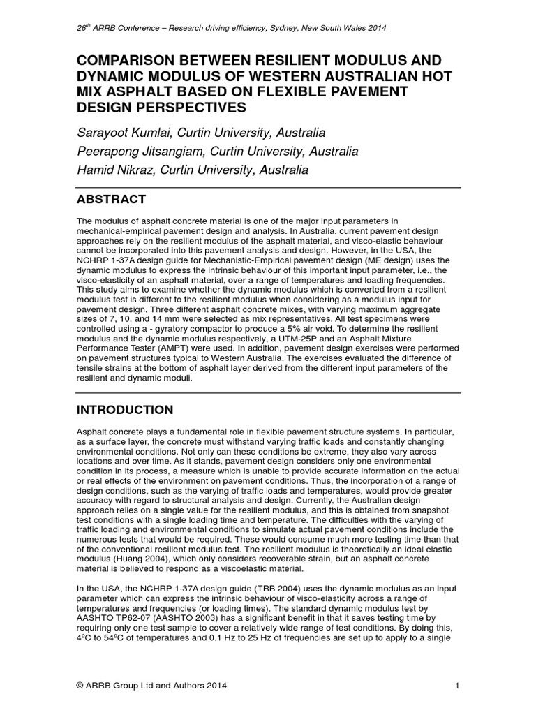Comparison Between Resilient Modulus and Dynamic Modulus of Western ...