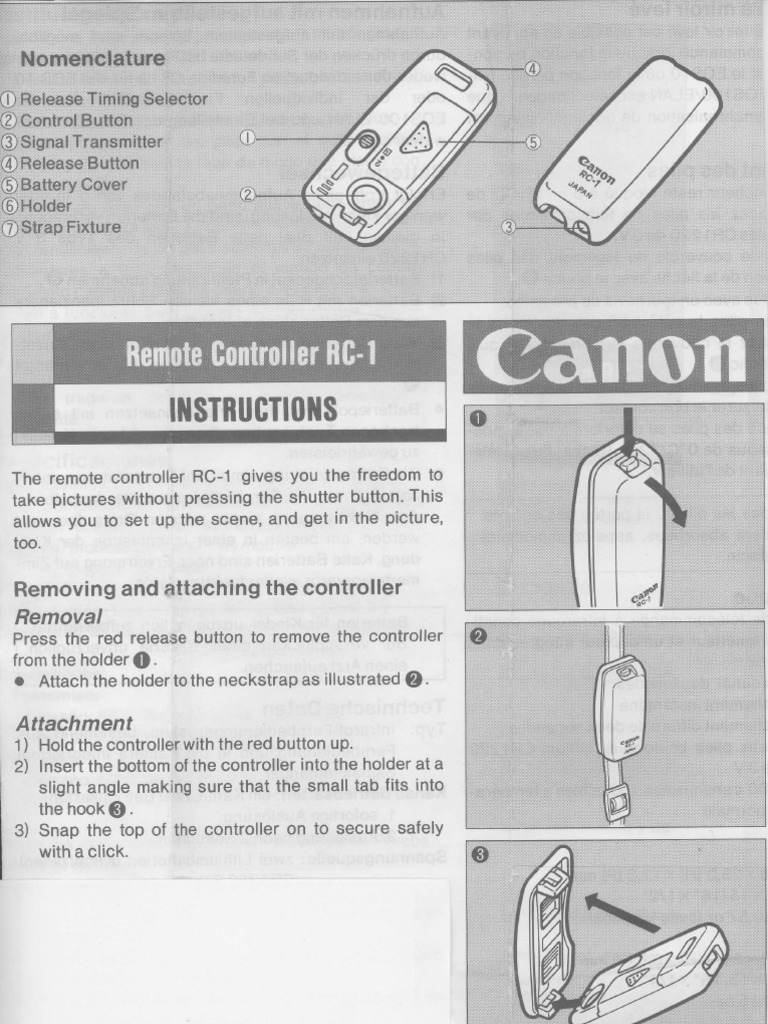 Canon Remote Controller RC1 Radio Single Lens Reflex Camera