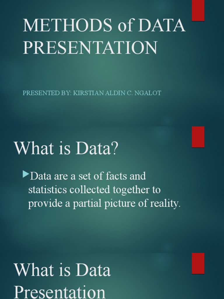 listing methods of data presentation