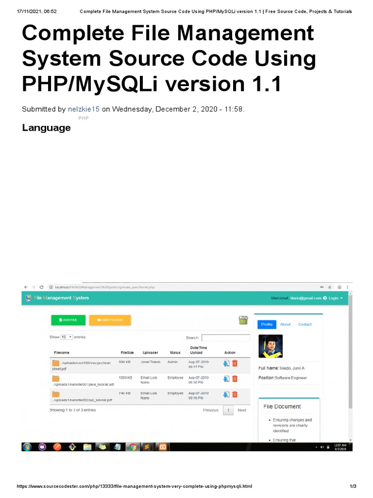 Complete File Management System Source Code Using PHP - MySQLi Version ...