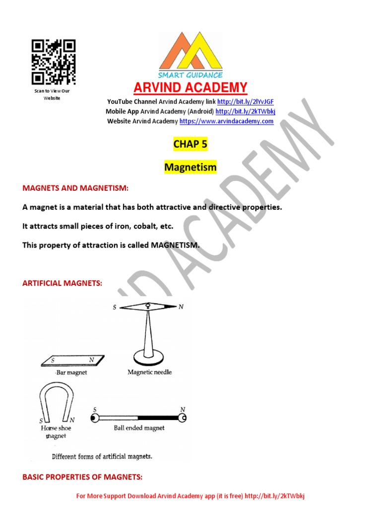 Class 12 Magnetism Study Notes | PDF | Magnetic Field | Dipole