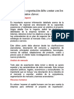 Todo Plan de Exportación Debe Contar Con Los Siguientes Puntos Claves