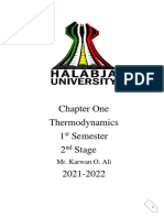 Chapter One Thermodynamics 1 Semester 2 Stage 2021-2022: Mr. Karwan O. Ali