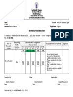 Name: Position: Master Teacher I Individual Workweek Plan