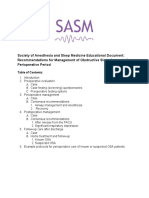Society of Anesthesia and Sleep Medicine Educational Document: Recommendations For Management of Obstructive Sleep Apnea in The Perioperative Period
