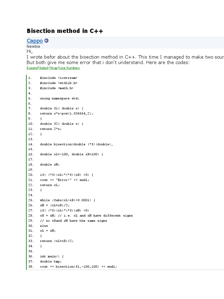 Bisection Method in C | PDF | C++ | Information Technology Management
