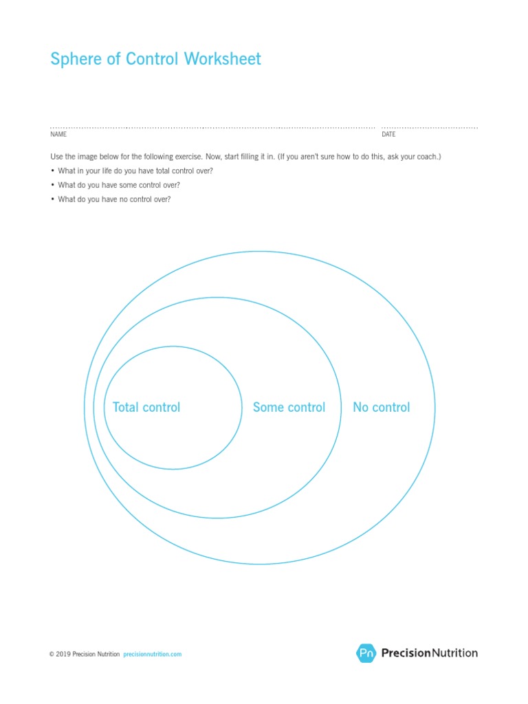 Sphere of Control Worksheet: Total Control Some Control No Control | PDF