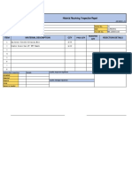 Material Receiving / Inspection Report: Item QTY Material Description Rejection Details