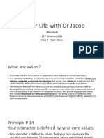 Master Life With DR Jacob: Alias Jacob 22 February 2021 Class 4 - Core Values