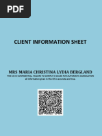 Client Information Sheet: MRS Maria Christina Lydia Bergland