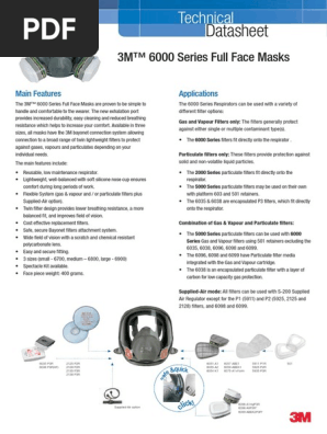 3M 6000 Full Face Mask-Data Sheet