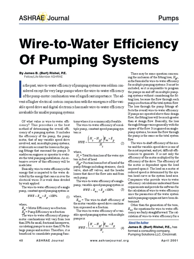 Understanding Wire-to-Water Efficiency | PDF | Pump | Water Supply Network