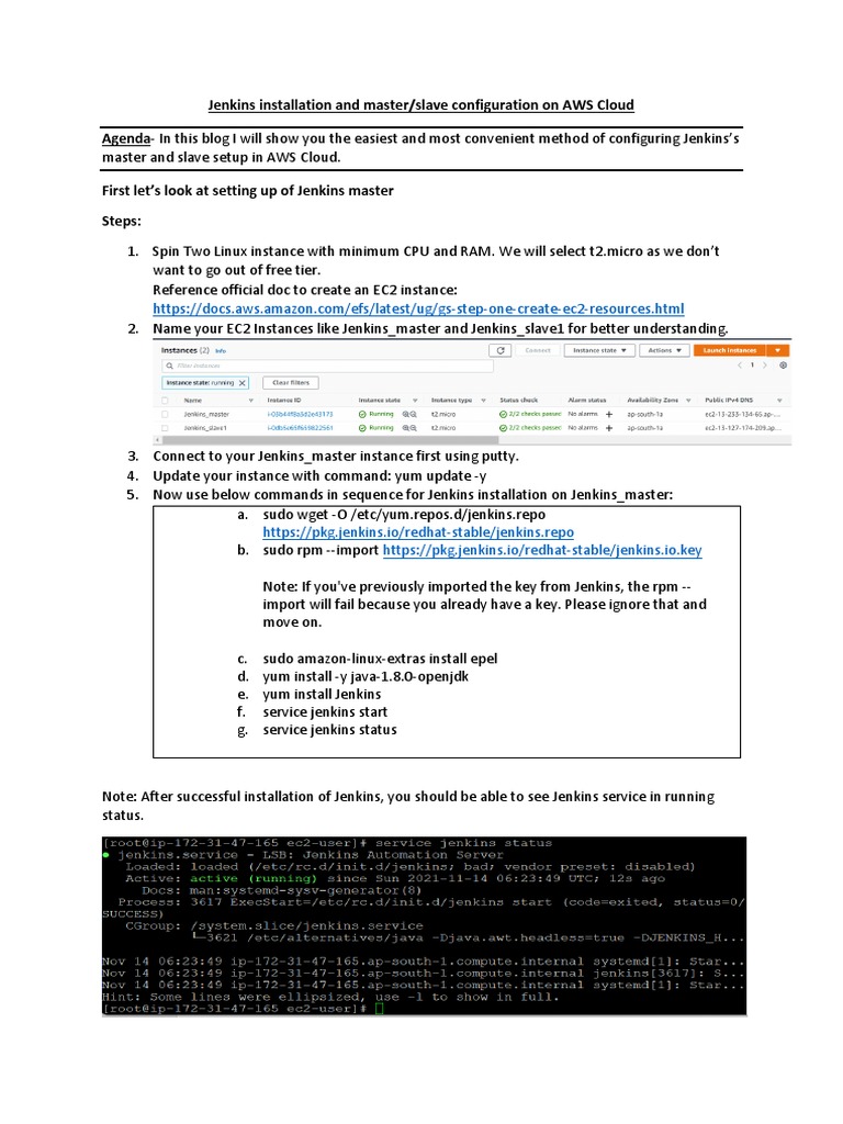Jenkins Master/Slave Setup on AWS | PDF | Sudo | Command Line Interface