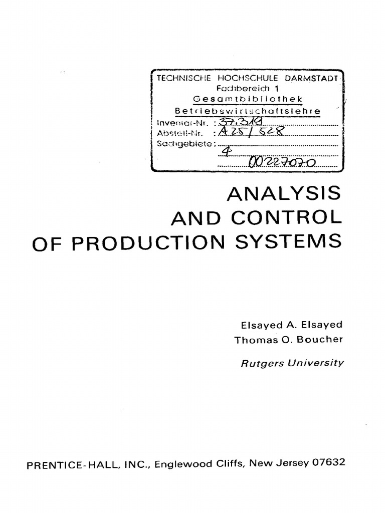 Production Systems Analysis and Control | PDF | Applied Mathematics ...