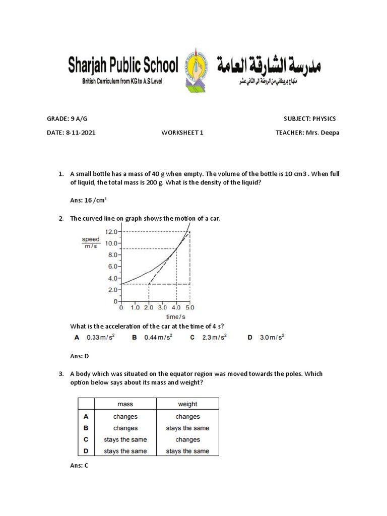 GRADE 9 Worksheet 1 | PDF