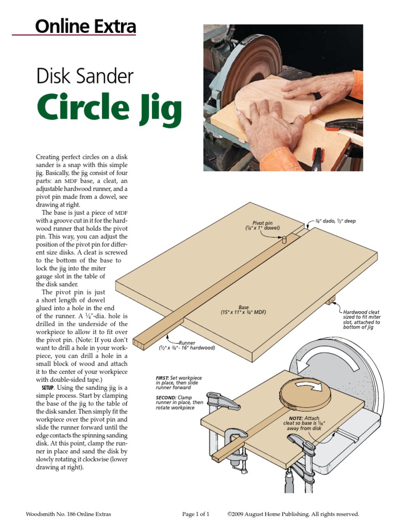 Disc Sander Circle Jig PDF Tools Equipment