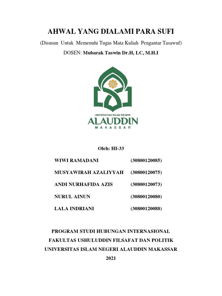 Kelompok 4 Ahwal Yang Dialami Sufi Pdf