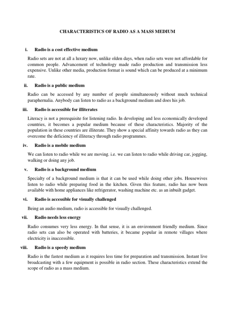 Key Characteristics of Radio Medium | PDF | Frequency Modulation ...