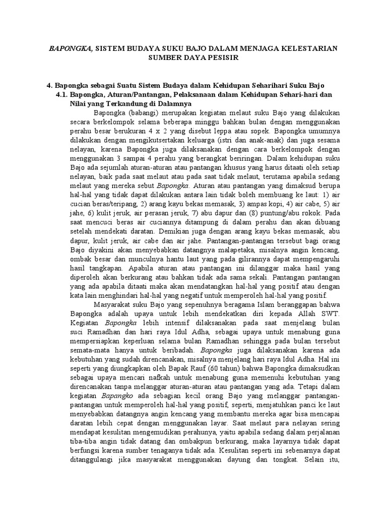Pelestarian Tradisi Bapongka Suku Bajo | PDF | Kajian Bahasa Asing