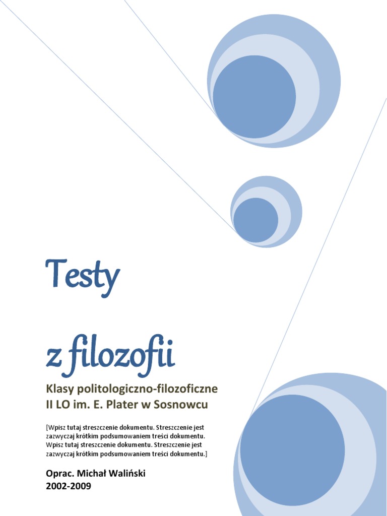 Sprawdzian Z Filozofii 1 Liceum