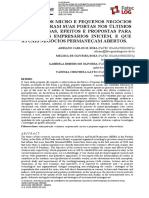 Análise Dos Micro e Pequenos Negócios Que Fecharam Suas Portas Nos Últimos Anos: Causas, Efeitos e Propostas para Que Novos Empresários Iniciem, e Que Atuais Negócios Permaneçam Abertos.