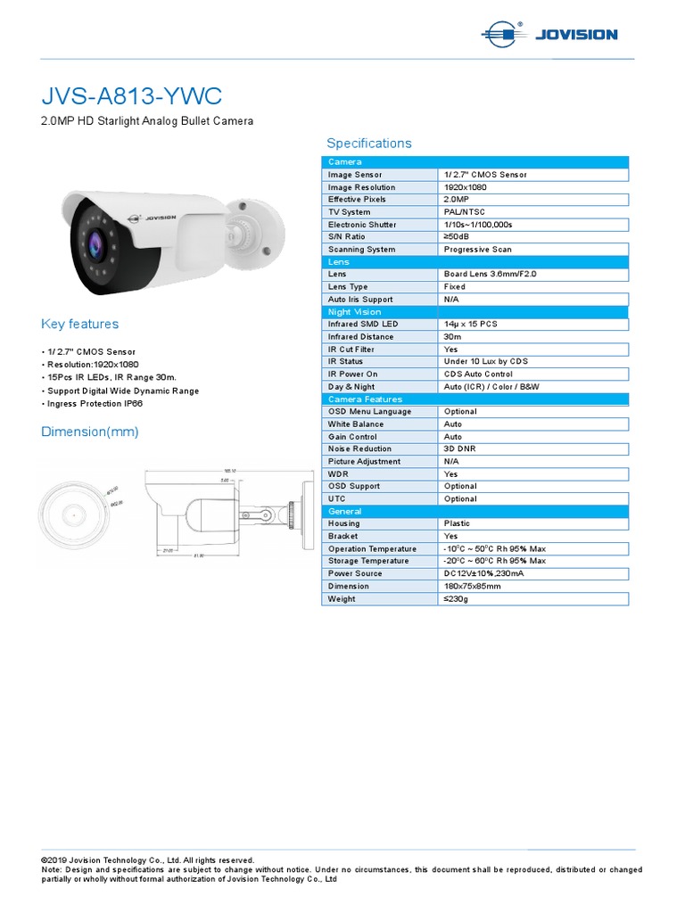 JVS A813 Ywc | PDF | Infrared | Camera